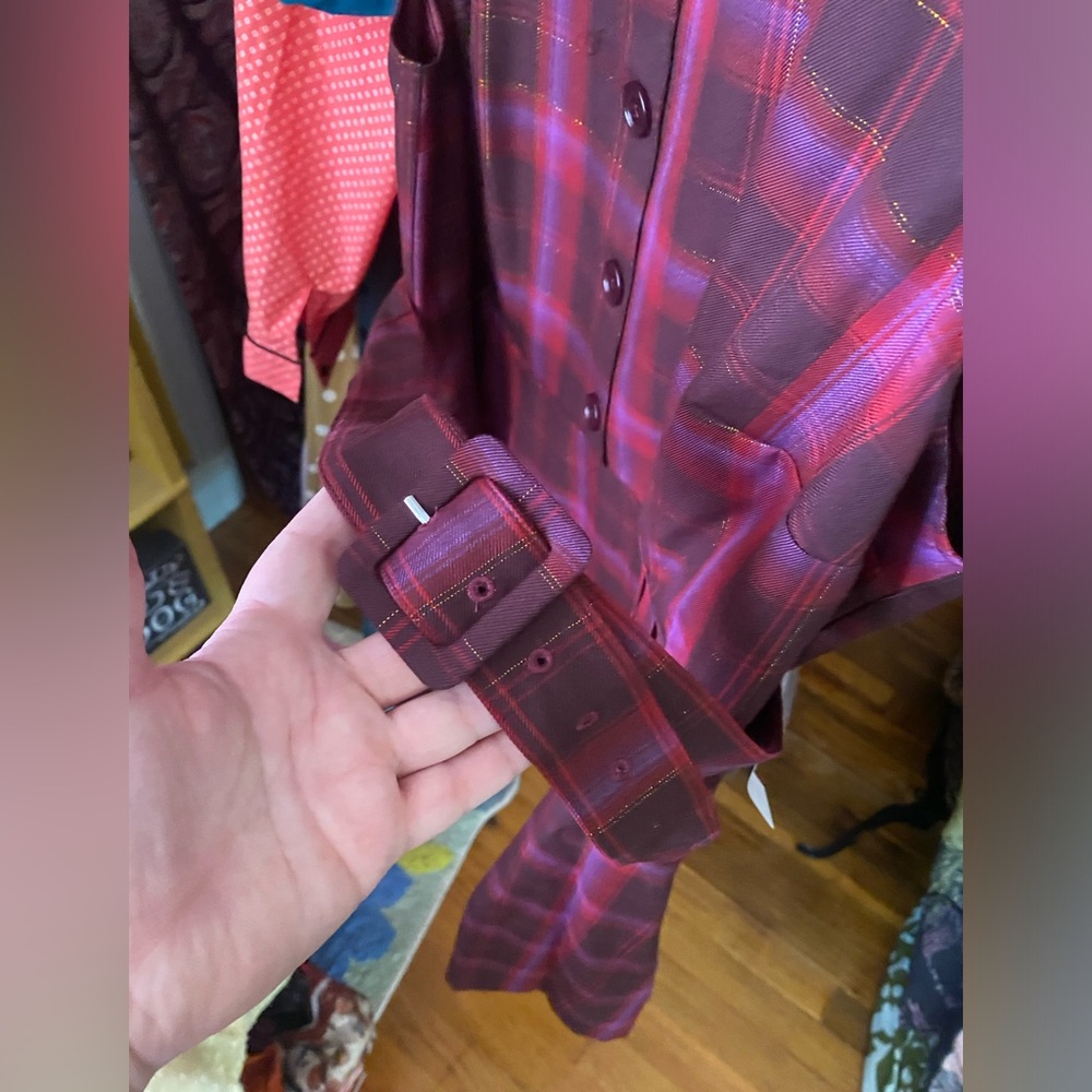 Modcloth Burgundy Plaid Dress with tags - Picture 3 of 6